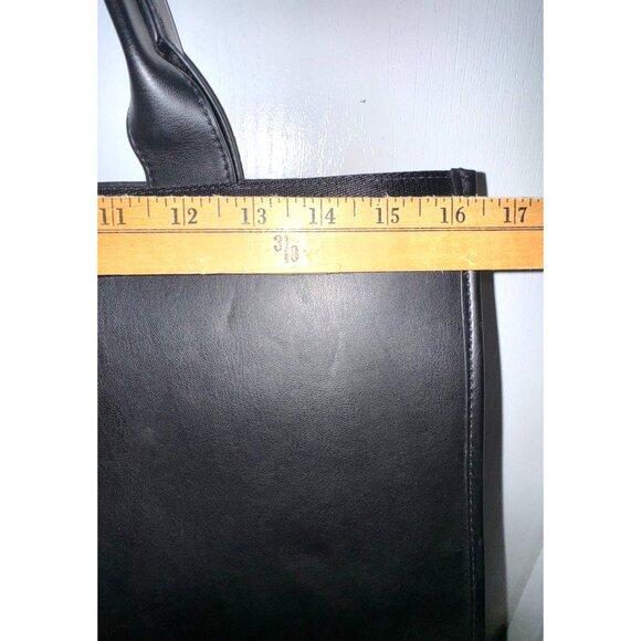 DKNY Black Leather Tote Bag With Handles & Logo Design - Picture 8 of 8